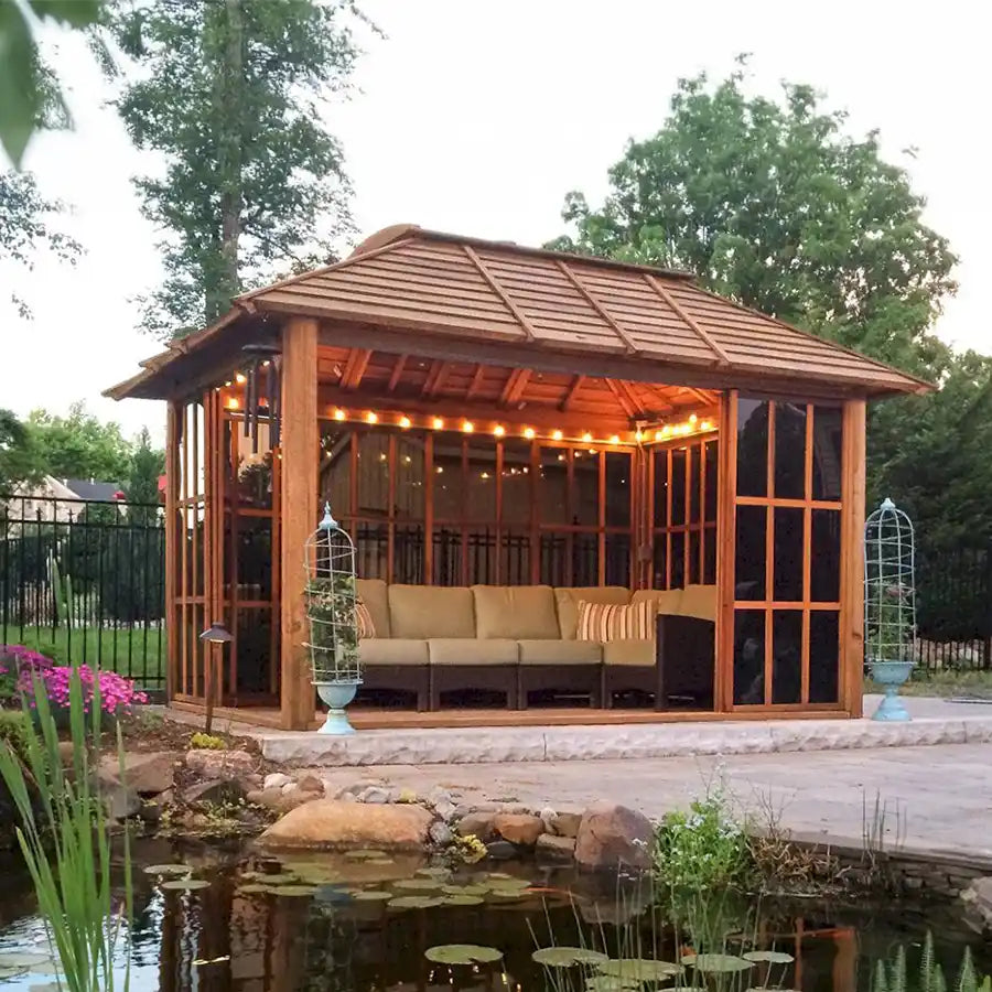 sun gazebo with sliding doors