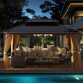 16' x 12' Hardtop Aluminum Gazebo with Curtains & Netting | Coffee