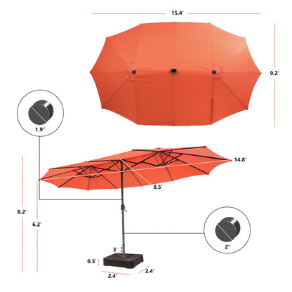 11 Pieces Patio Dining Set with 15 Feet Double-Sided Patio Umbrella Base Included