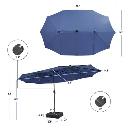 11 Pieces Patio Dining Set with 15 Feet Double-Sided Patio Umbrella Base Included