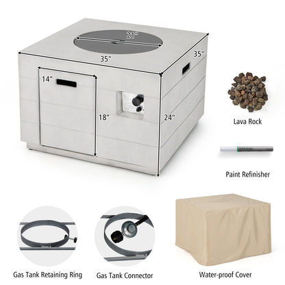 34" Concrete Propane Fire Pit Table – 50,000 BTU | Gray