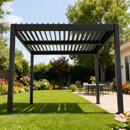 Byron 10' x 10' Adjustable Louvered Outdoor Pergola