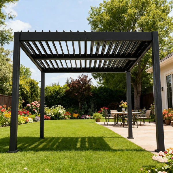 Byron 10' x 10' Adjustable Louvered Outdoor Pergola