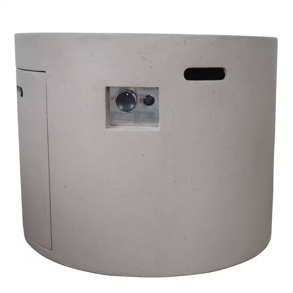 Zachary 31 In. X 24.5 In. Circular Concrete Propane Outdoor Patio Fire Pit in Light Gray