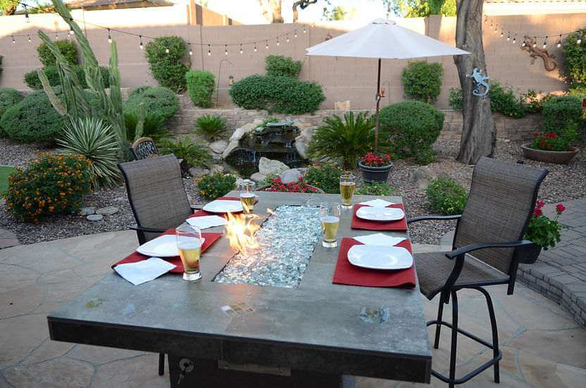Entertainer 6-Person Outdoor Gas Fire Pit Bar Table