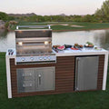KoKoMo Outdoor Kitchen Island with Waterfall Edge – 32” Built-In Grill