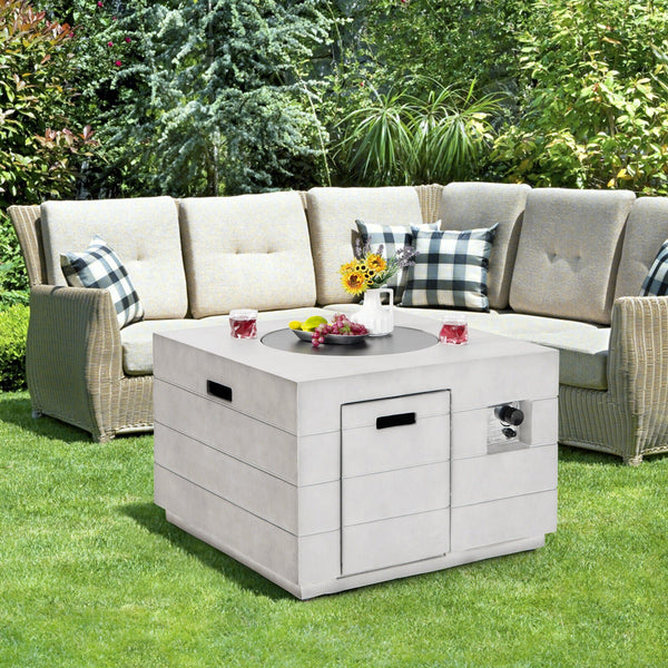 34" Concrete Propane Fire Pit Table – 50,000 BTU | Gray