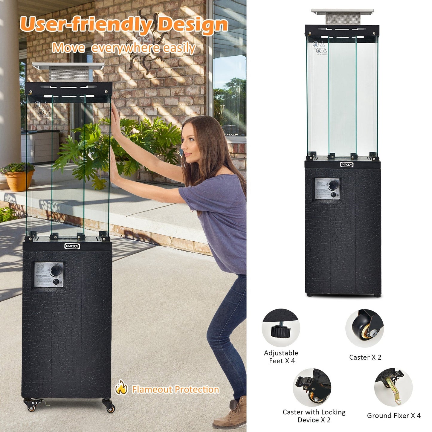 41 000 BTU Propane Patio Heater with Metal Hood