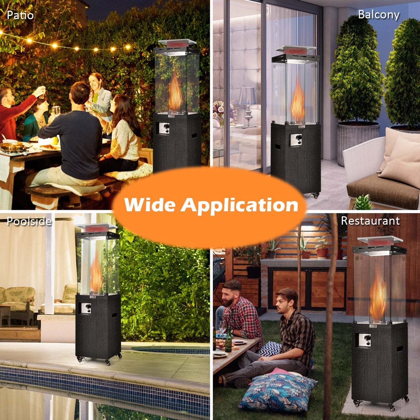 41 000 BTU Propane Patio Heater with Metal Hood
