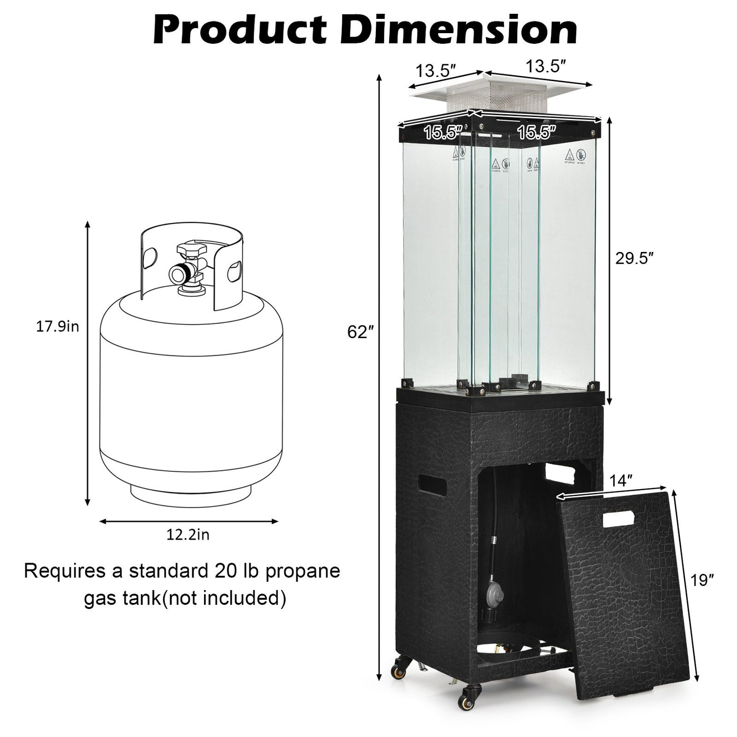 41 000 BTU Propane Patio Heater with Metal Hood