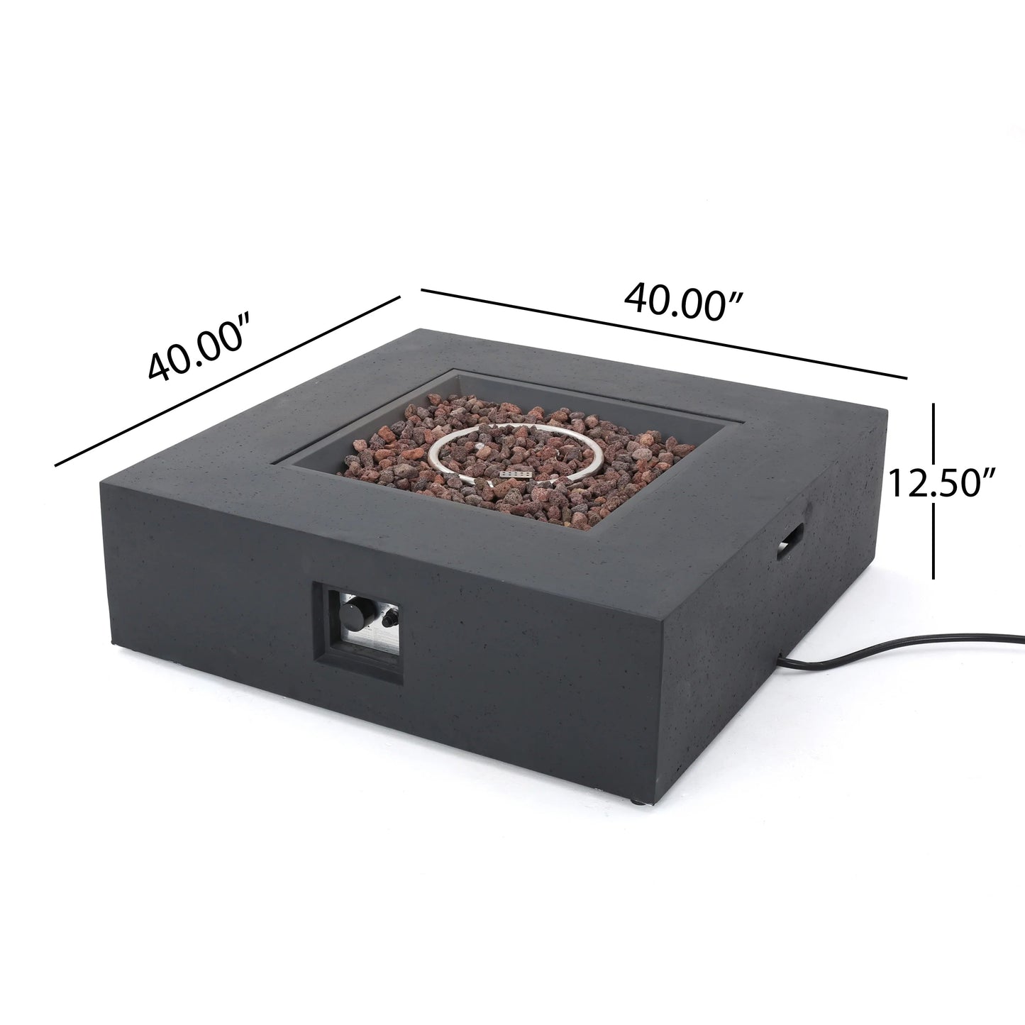40" Concrete Propane Fire Pit – 50,000 BTU | Dark Gray