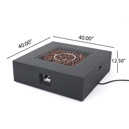 40" Concrete Propane Fire Pit – 50,000 BTU | Dark Gray