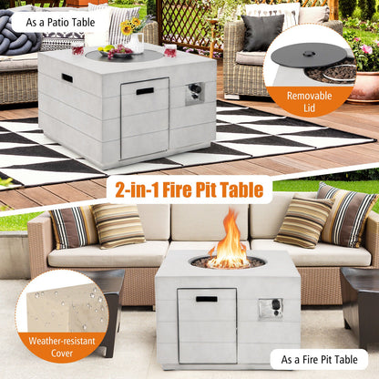 34" Concrete Propane Fire Pit Table – 50,000 BTU | Gray