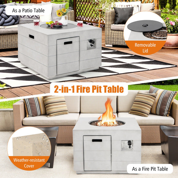34" Concrete Propane Fire Pit Table – 50,000 BTU | Gray