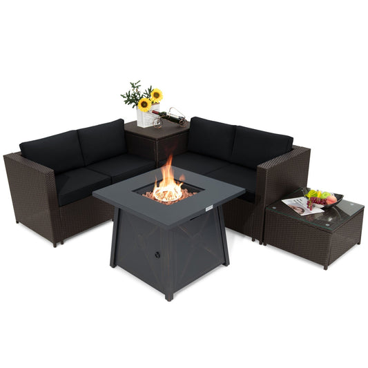 5 Piece Patio Furniture Set with 50000 BTU Propane Fire Pit Table