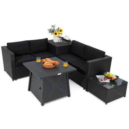 5 Piece Patio Furniture Set with 50000 BTU Propane Fire Pit Table