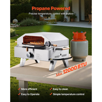 13" Outdoor Gas Pizza Oven & Grill with Cordierite Stone