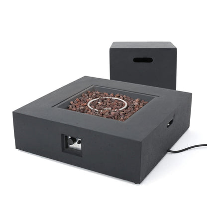 40" Concrete Propane Fire Pit – 50,000 BTU | Dark Gray