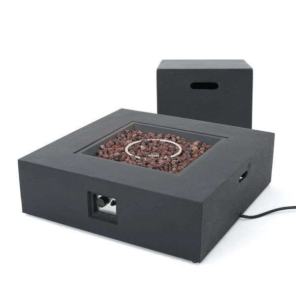 40" Concrete Propane Fire Pit – 50,000 BTU | Dark Gray