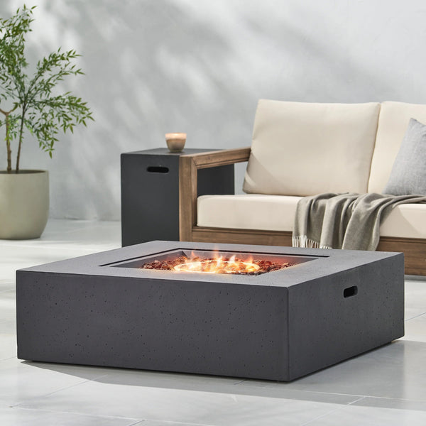 40" Concrete Propane Fire Pit – 50,000 BTU | Dark Gray