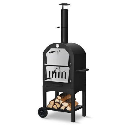 Portable Wood-Fired Pizza Oven with 12" Stone & Cover