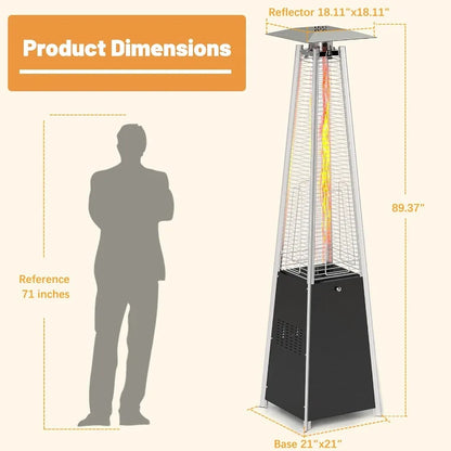 41,000 BTU Propane Patio Heater with Glass Flame, Wheels & Cover