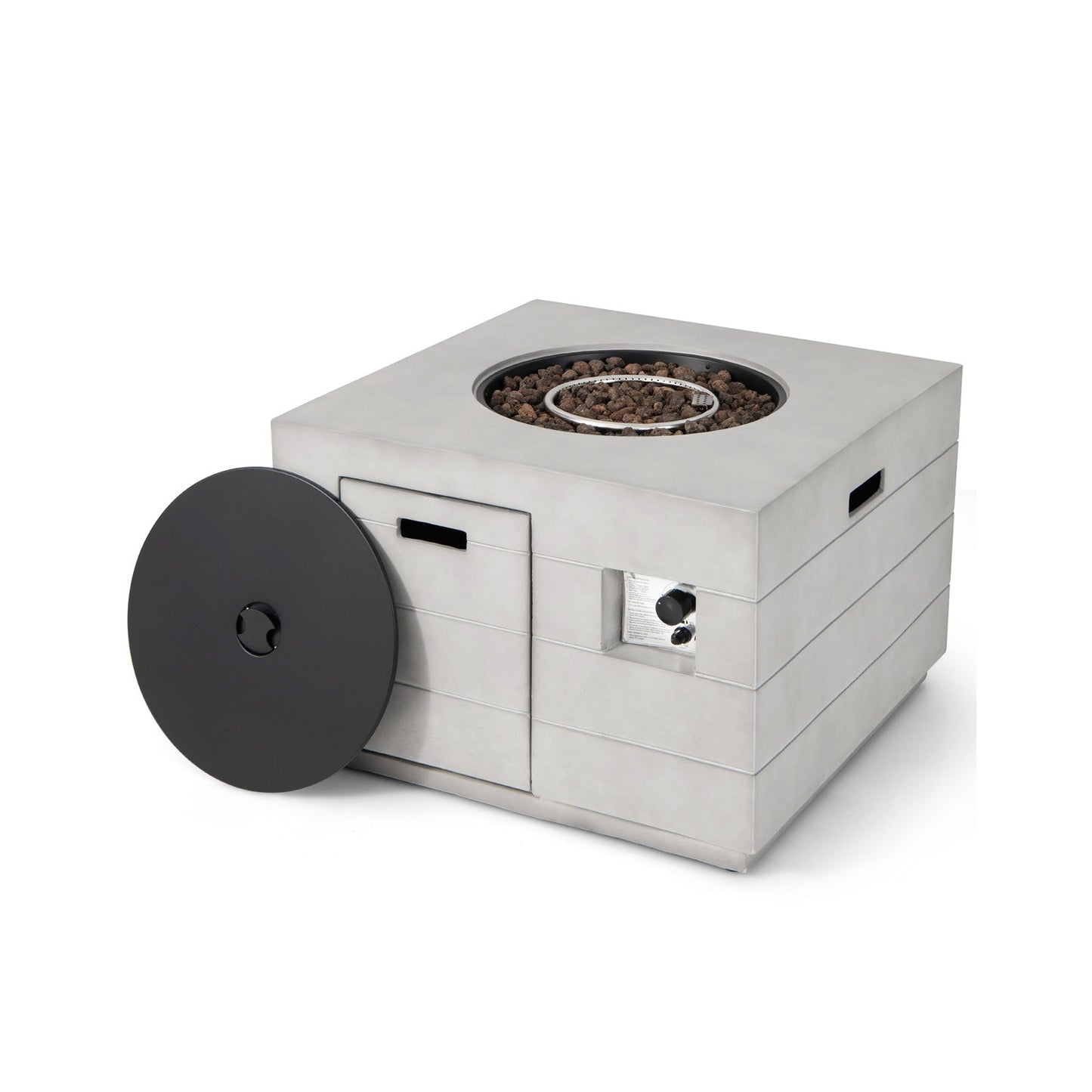 34" Concrete Propane Fire Pit Table – 50,000 BTU | Gray