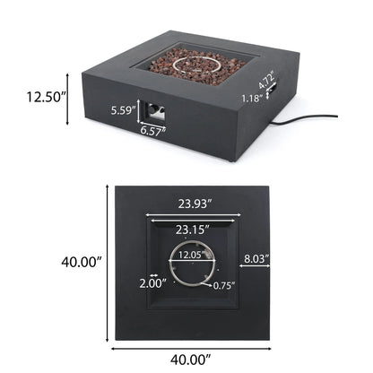 40" Concrete Propane Fire Pit – 50,000 BTU | Dark Gray