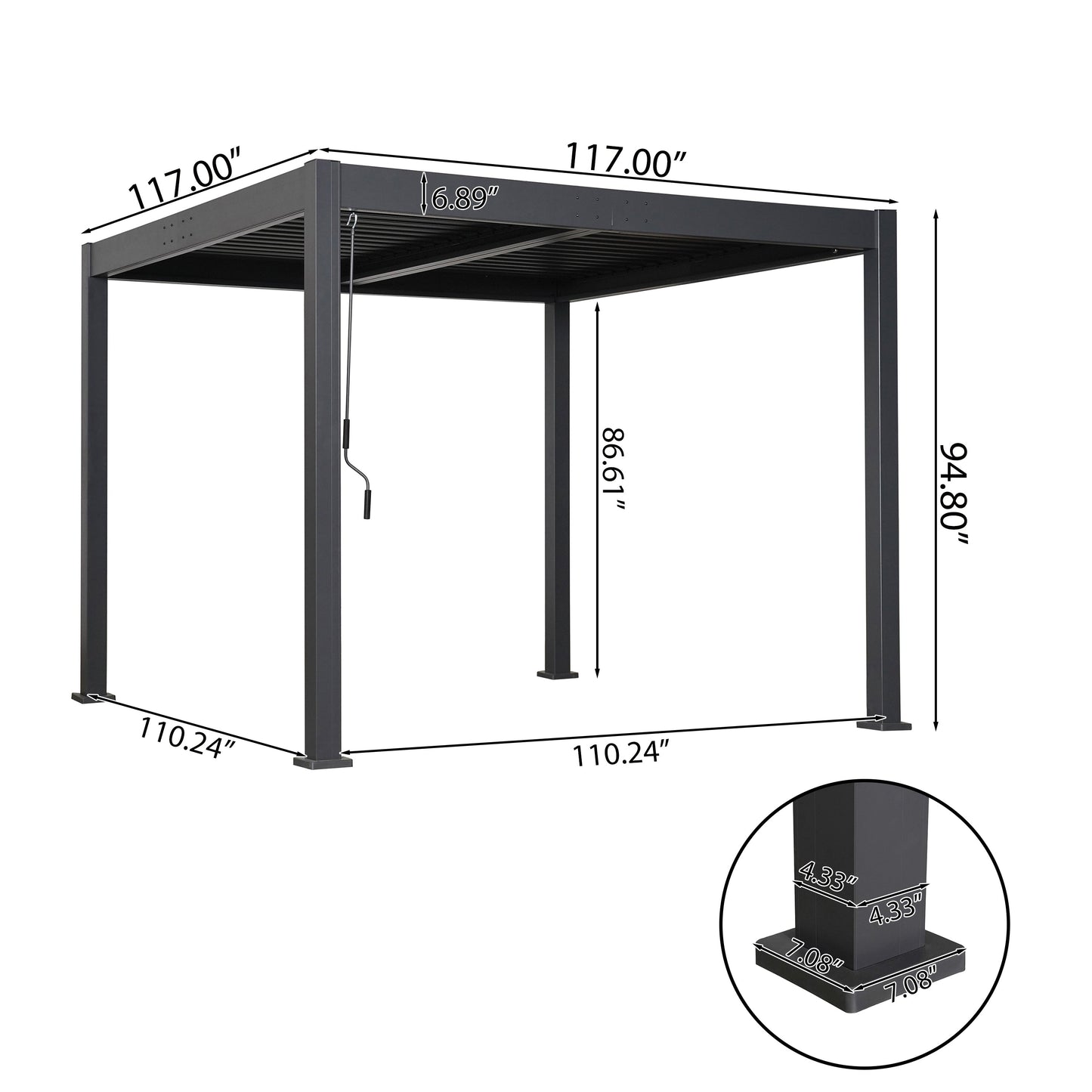 Byron 10' x 10' Adjustable Louvered Outdoor Pergola