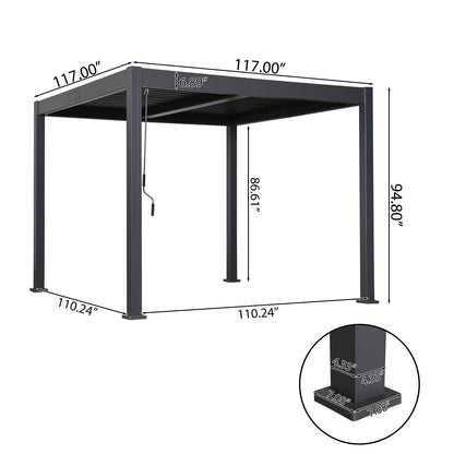 Byron 10' x 10' Adjustable Louvered Outdoor Pergola