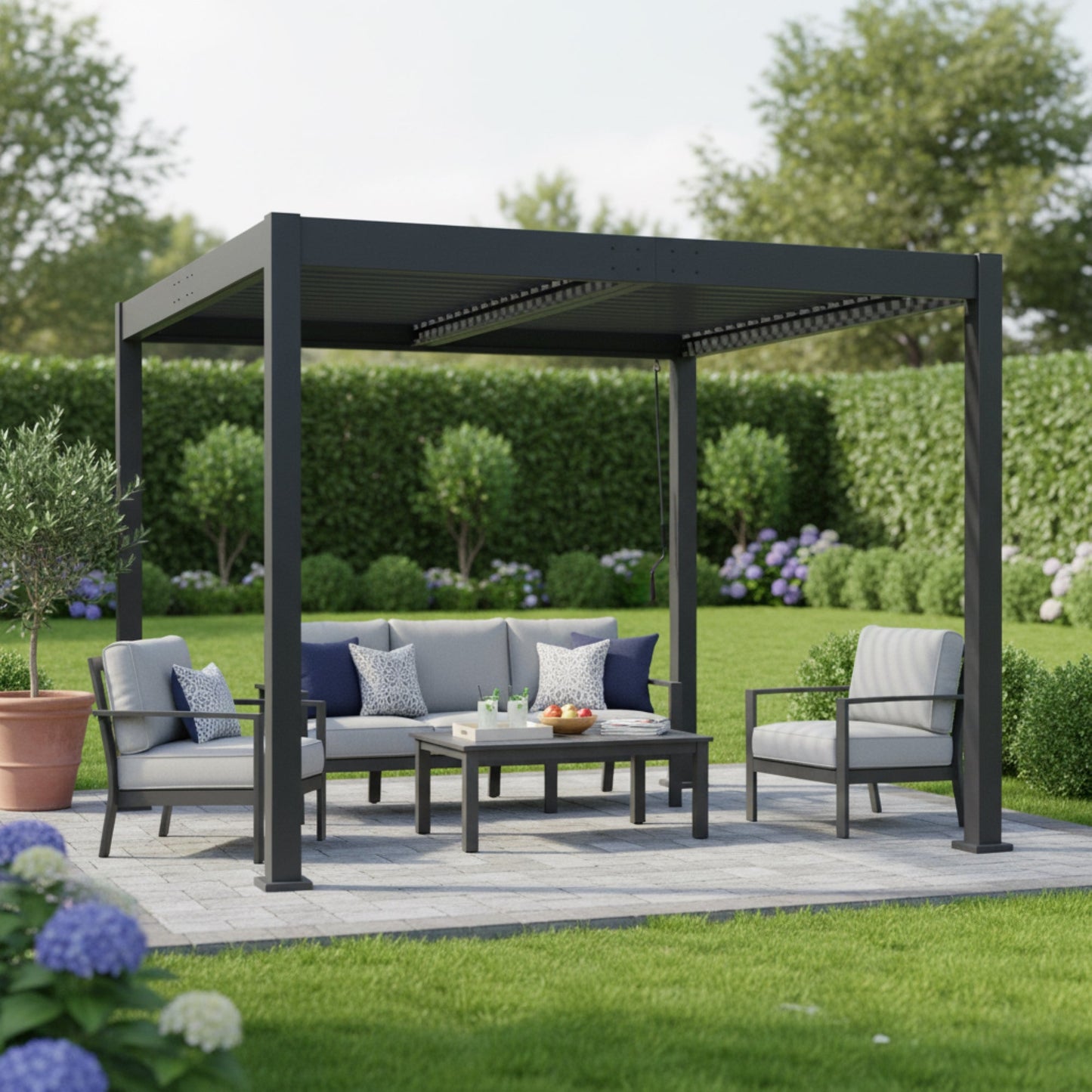 Byron 10' x 10' Adjustable Louvered Outdoor Pergola