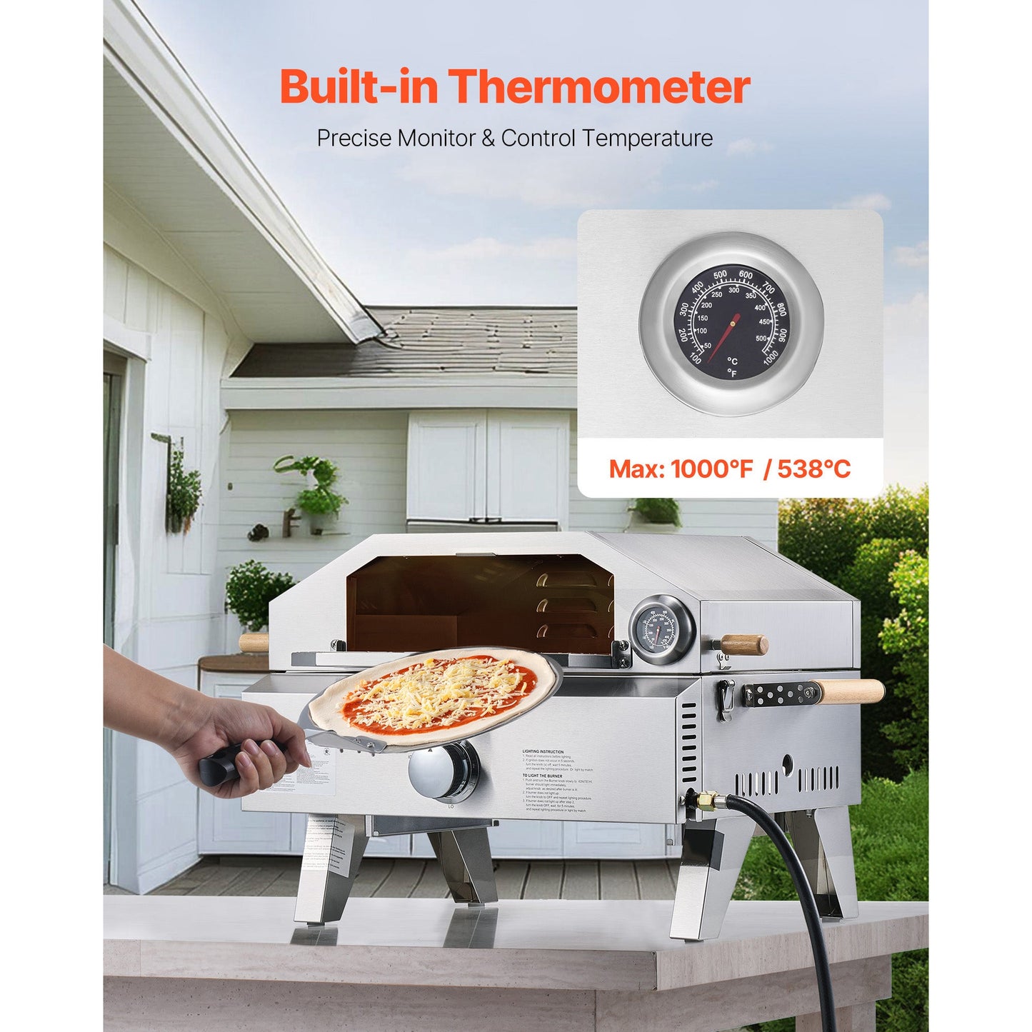 13" Outdoor Gas Pizza Oven & Grill with Cordierite Stone