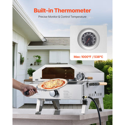 13" Outdoor Gas Pizza Oven & Grill with Cordierite Stone